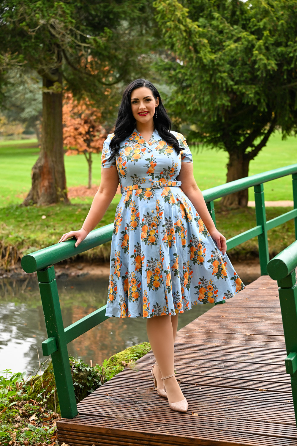 Hallie Floral Swing Dress in Extended Sizing